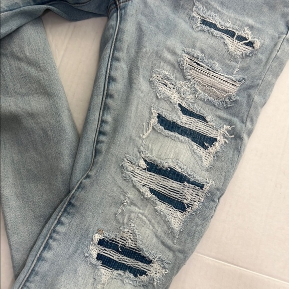 American Eagle Outfitters Jeans patches underneath distress Next Level Stretch 8 - Picture 8 of 14